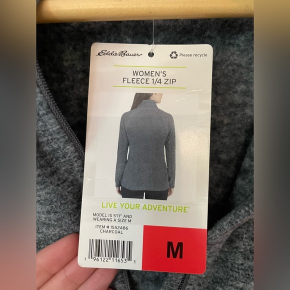 🏷️ 🏕️NWT Eddie Bauer Women’s Fleece 1/4 zip. Grey. Medium - Picture 8 of 11